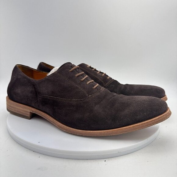 Undandy Oxford Classic Men Size 10 Lace Up Dress Shoes Tan Brown Suede - Picture 4 of 13